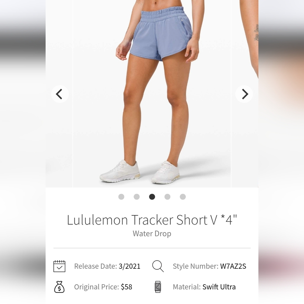 Lululemon Tracker Short V 4" Water Drop Size 10